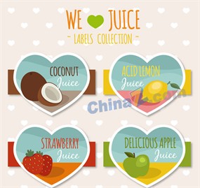 创意爱心果汁标签矢量素材